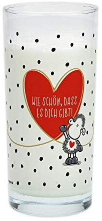 Sheepworld 46230 Drinking glass with motif print: How nice that you exist!