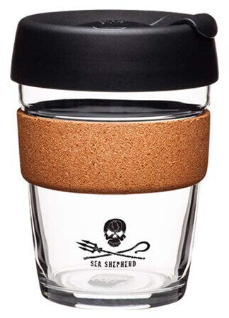 KeepCup BCSEA12 Brew drinking cup made of tempered glass with cork tape, reusable, 375 ml