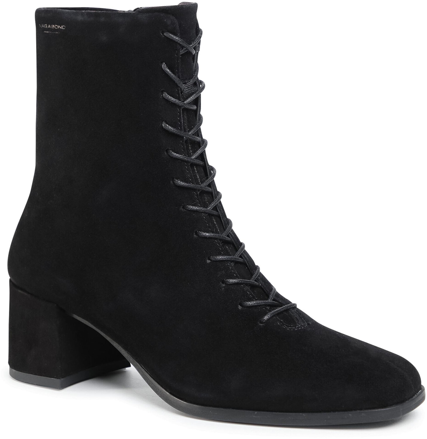 vagabond stina lace up mid heeled ankle boot in black