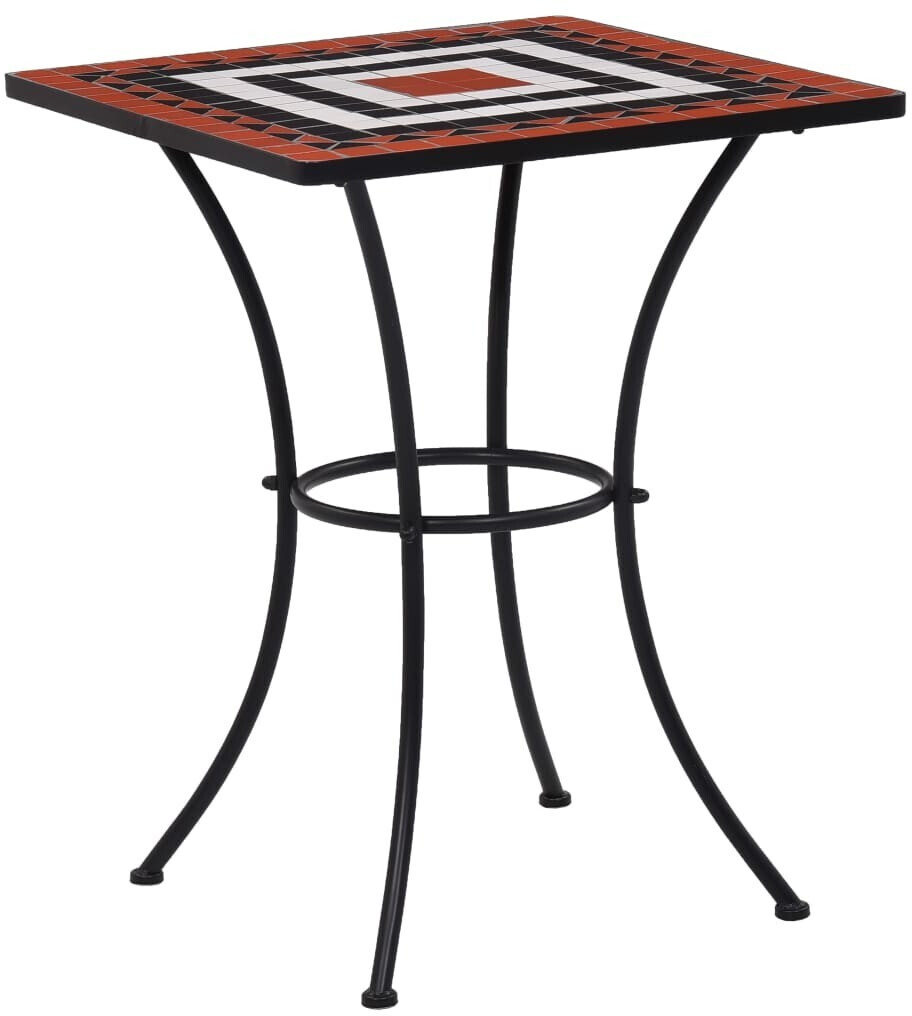 vidaXL Table de bistro en mosaique terre cuite/blanc 60 cm