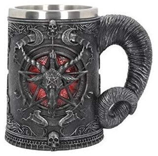 Nemesis Now B4648N9 Baphomet beer mug, 16.5 cm, synthetic resin, with stainless steel