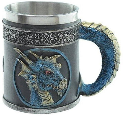 Puckator Decorative beer mug, dragon motif, synthetic resin, mixed, height 11 cm, width 13.5 cm, depth 9 cm, 1 piece