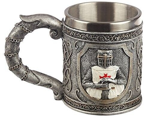 Puckator Decorative beer mug with crusader motif, mixed, Height 10.5cm Width 15cm Depth 9.5cm