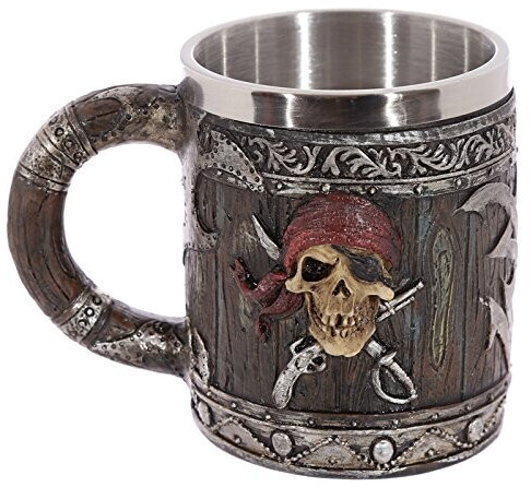 Puckator Pir01 beer mug pirate synthetic resin gray / gold / red 13 x 9.5 x 10.5 cm