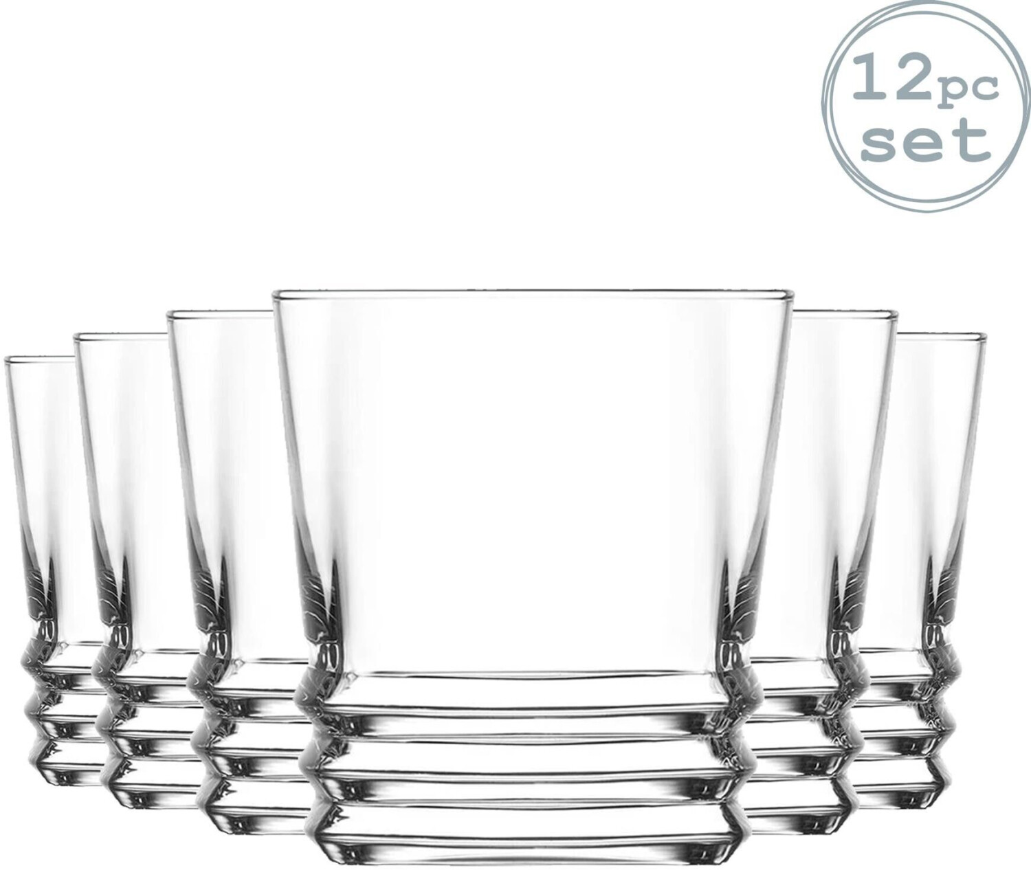 LAV Elegan furrowed whiskey glasses - 315 ml - pack of 12 whiskey glasses