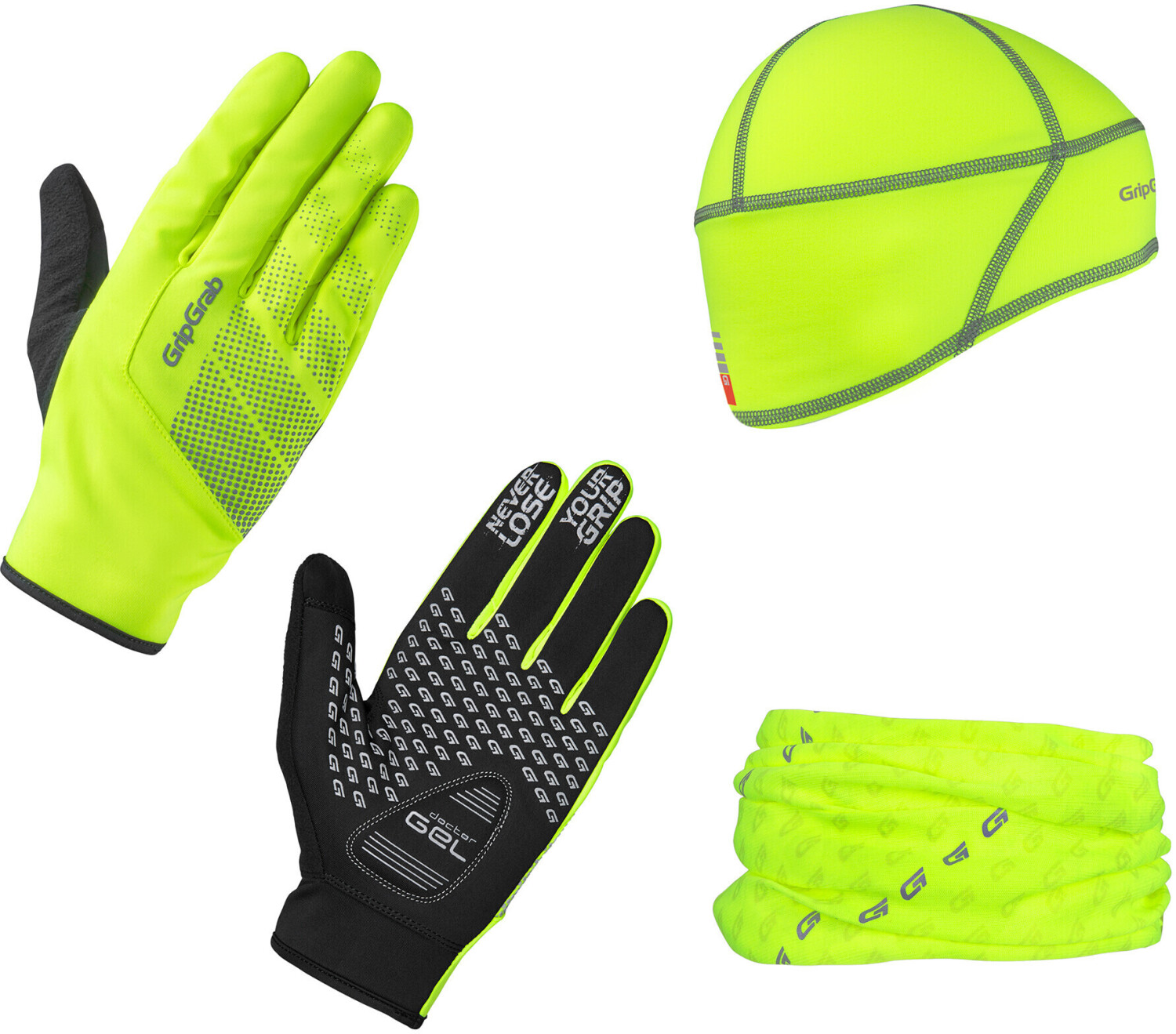 GripGrab Hi-Vis Cycling Essentials Geschenkbox 3er Pack yellow hi-vis