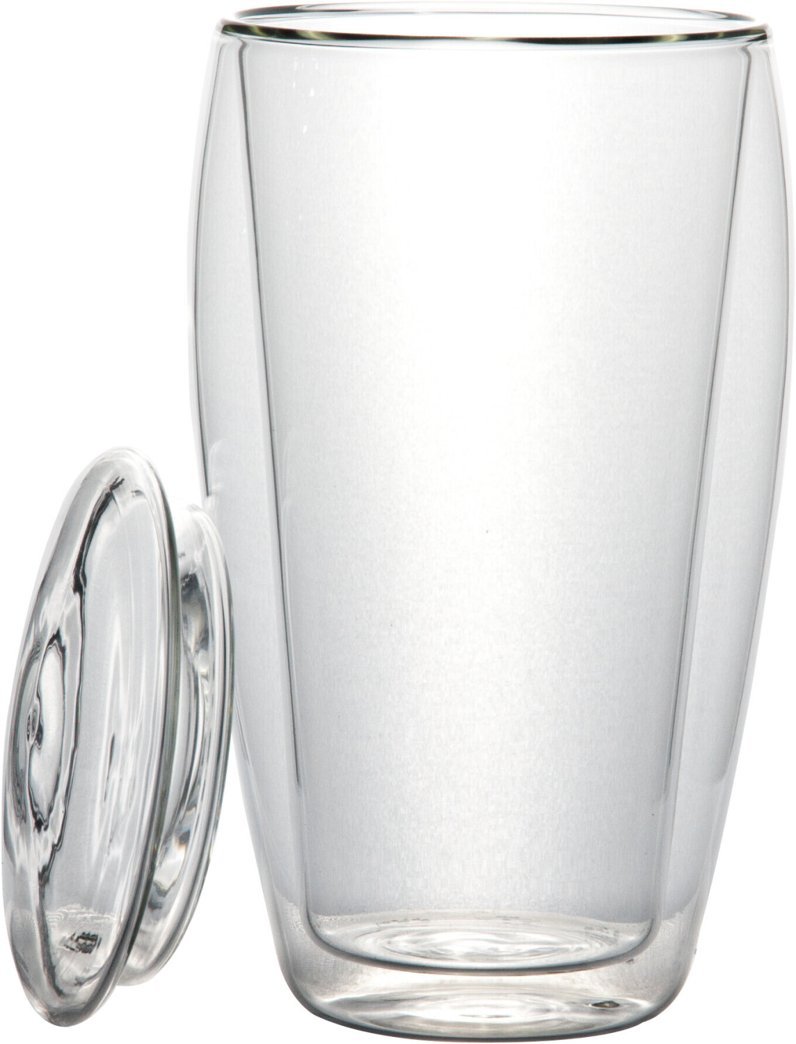 Feelino XL double-walled thermal glass with glass lid (thermal glass with floating effect) 400ml