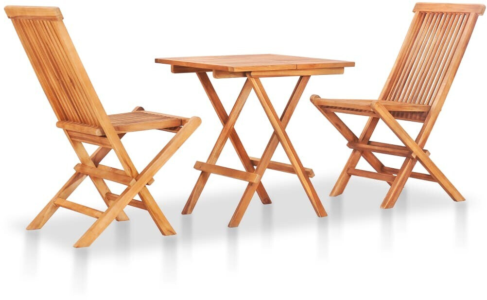 VidaXL Ensemble bistro pliable 3 pièces en teck