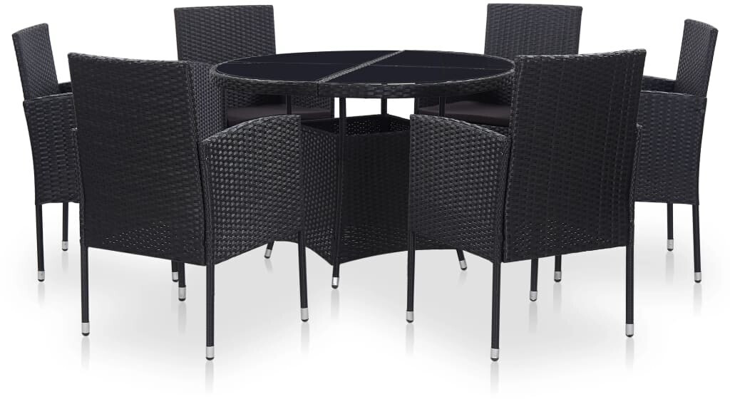 VidaXL Salon de jardin 7 pièces en résine tressée noir