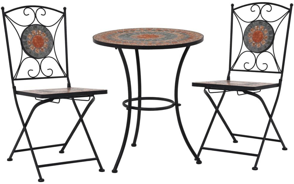 VidaXL Mobilier de bistro en mosaique céramique orange/gris