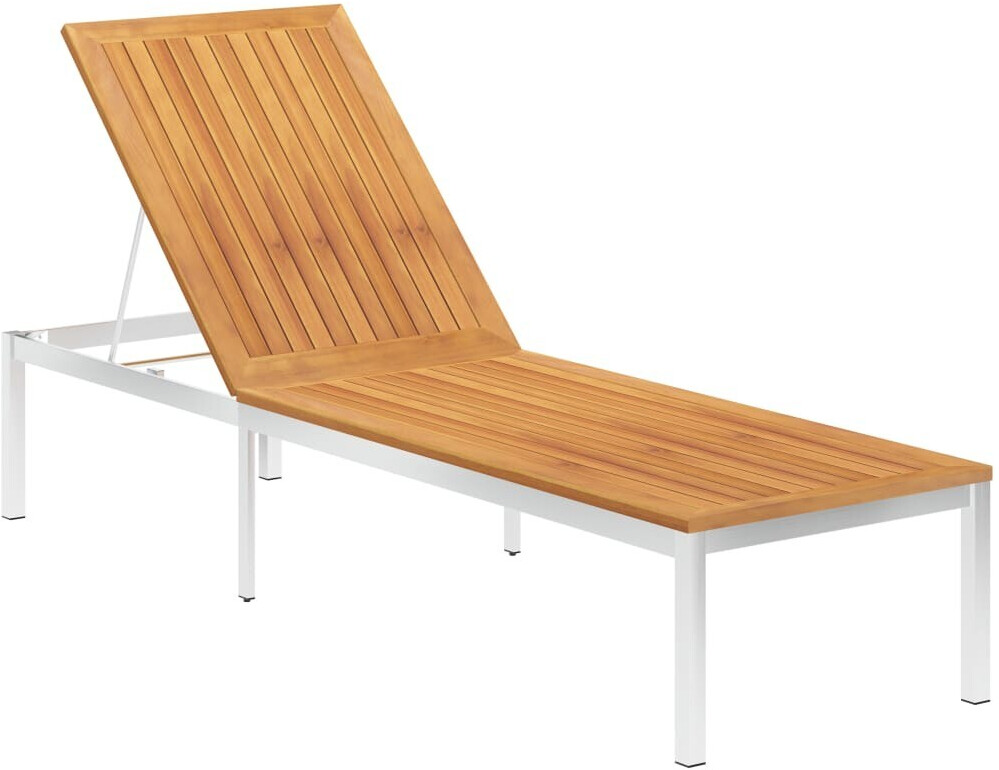 VidaXL Chaise longue en bois d'acacia et acier inox au meilleur prix