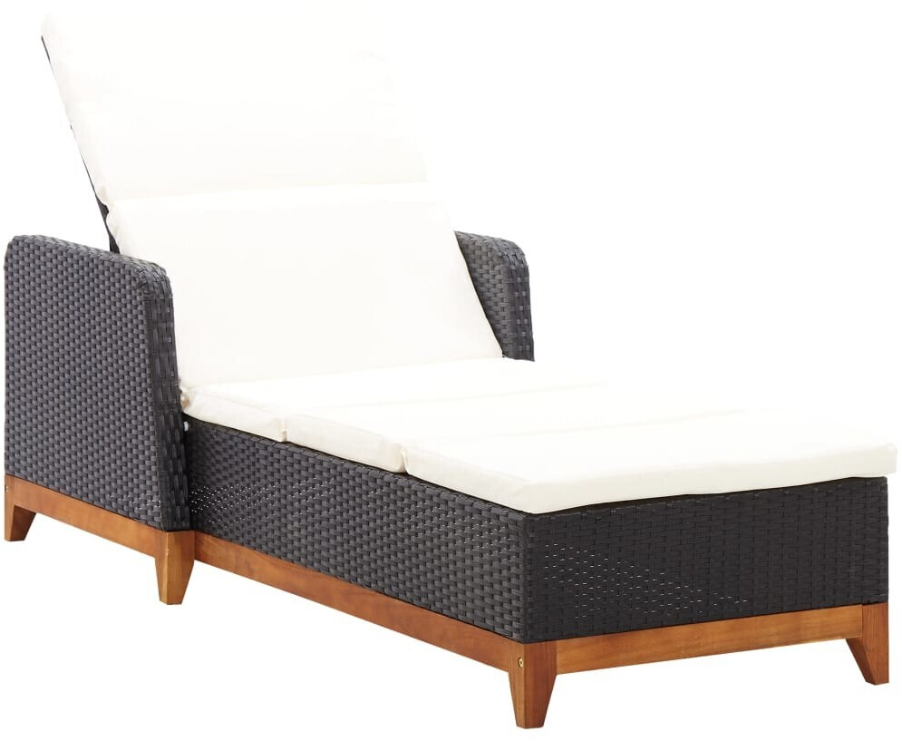 vidaXL Chaise longue en résine/bois d'acacia noir