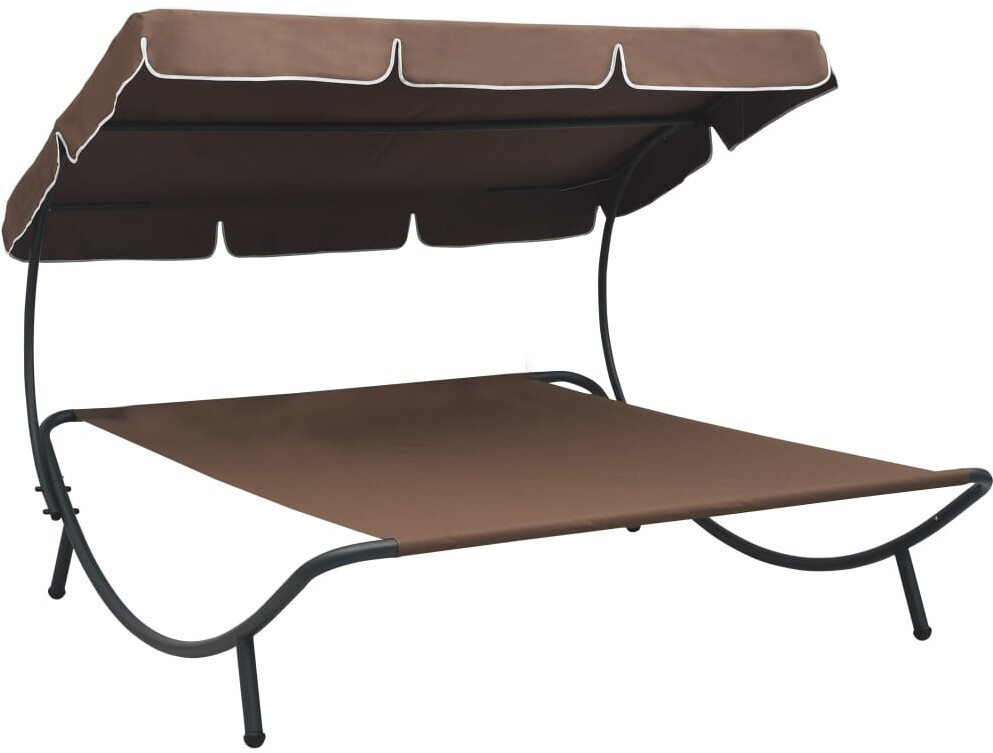 vidaXL Lit de repos avec auvent en tissu marron (48072)