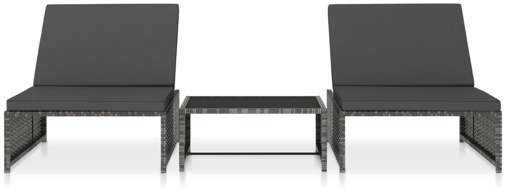 VidaXL Chaises longues en résine et table gris