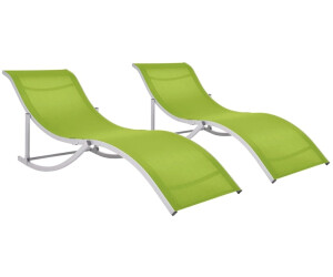 vidaXL Chaises longues pliantes en tissu vert (2 pièces)