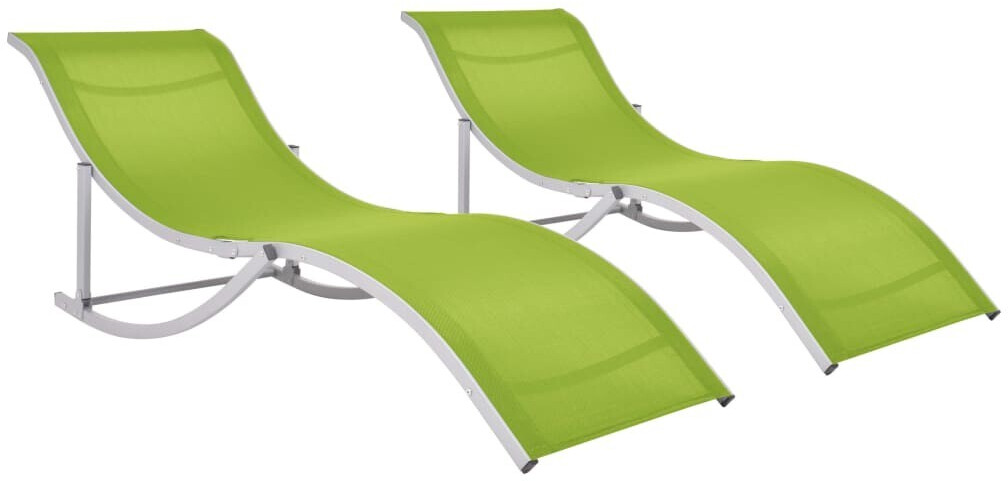 vidaXL Chaises longues pliantes en tissu vert (2 pièces)