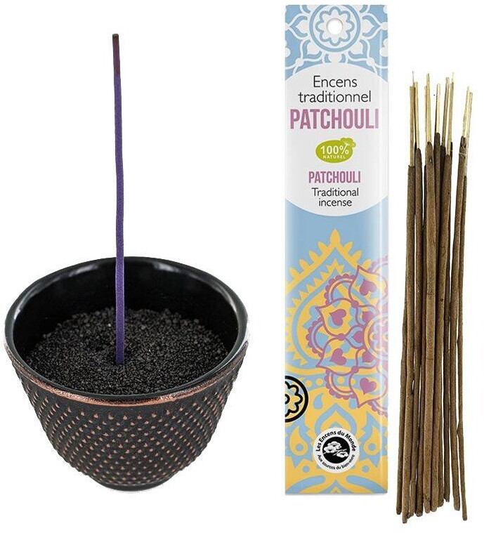Florisens Porte-encens coupelle noire et doré + encens indien