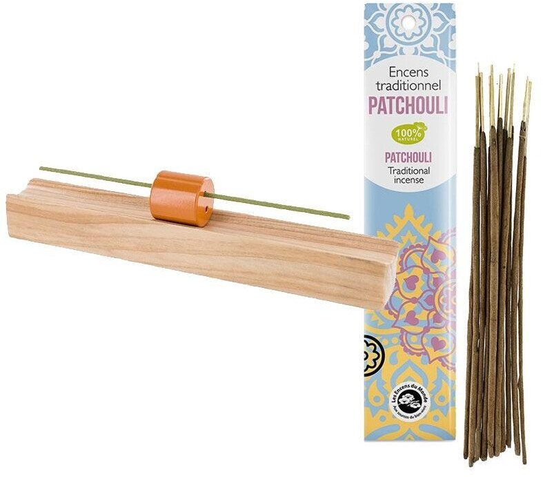 Florisens Porte-encens en bois précieux + encens indien