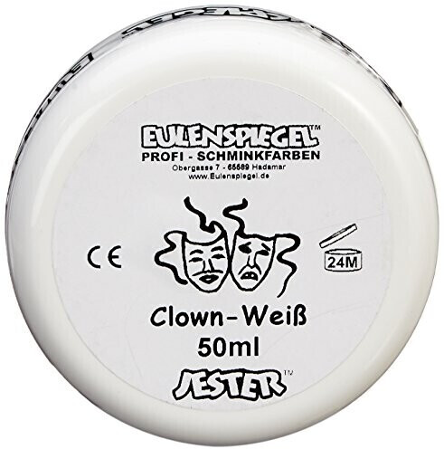 Eulenspiegel Clown-Weiß Gesichtsfarbe Profi-Schminkfarben (50ml)