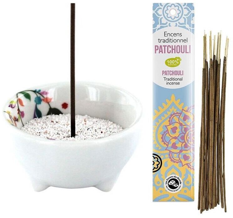 Florisens Porte-encens végétal porcelaine + encens indien patchouli