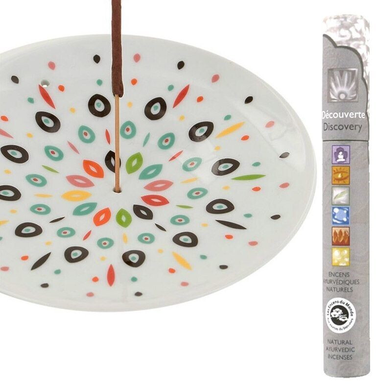 Florisens Coupelle porte-encens porcelaine Samba + encens ayurvédique