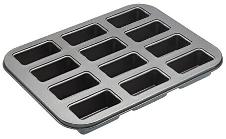 Kitchen Craft Non-stick baking tray with mini loaf pan and loose bases, steel, gray, 27 x 36 x 3 cm