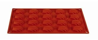 Pavoni Moule à 20 madeleines en silicone rouge