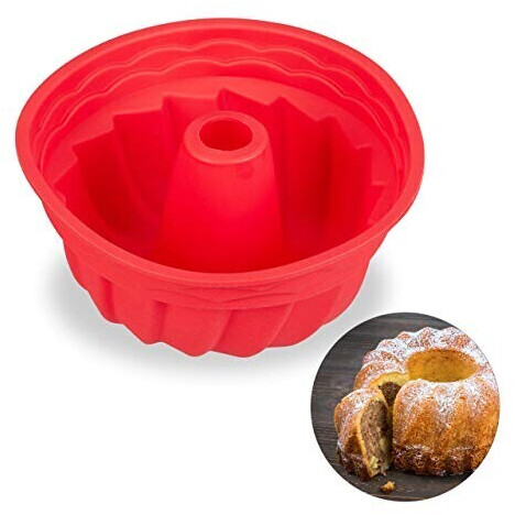Relaxdays Gugelhupfform, made of silicone, dishwasher-safe, heat-resistant, professional marble & bowl cake pan, Ø 23 cm, red