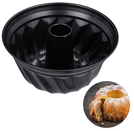 Relaxdays Bundt pan, marble & pound cake, non-stick coated, Ø 25 cm, carbon steel, round cup cake pan, black