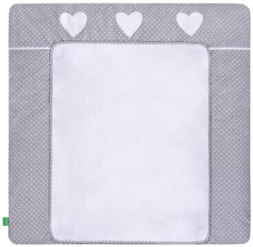 Lulando Changing Mat with 2 Covers Pünktchen grau Herz 76 x 76 cm