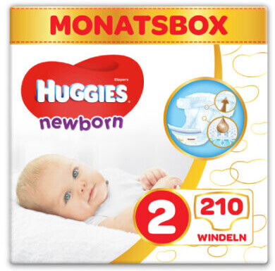 Huggies Newborn Baby Diapers für Neugeborene Size 2 210 Pcs