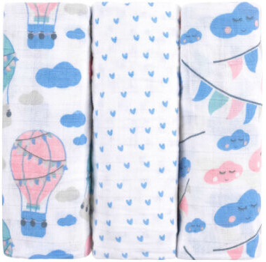 emma & noah Muslin Nappy 3er Set cloud and ballon
