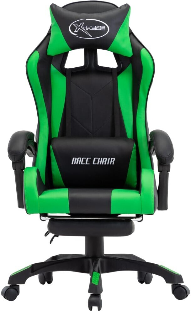 vidaXL Gaming Chair in Leatherette with Footrest Green (287989)