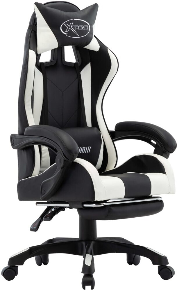 vidaXL Gaming Chair in Leatherette with Footrest Black/White (287991)