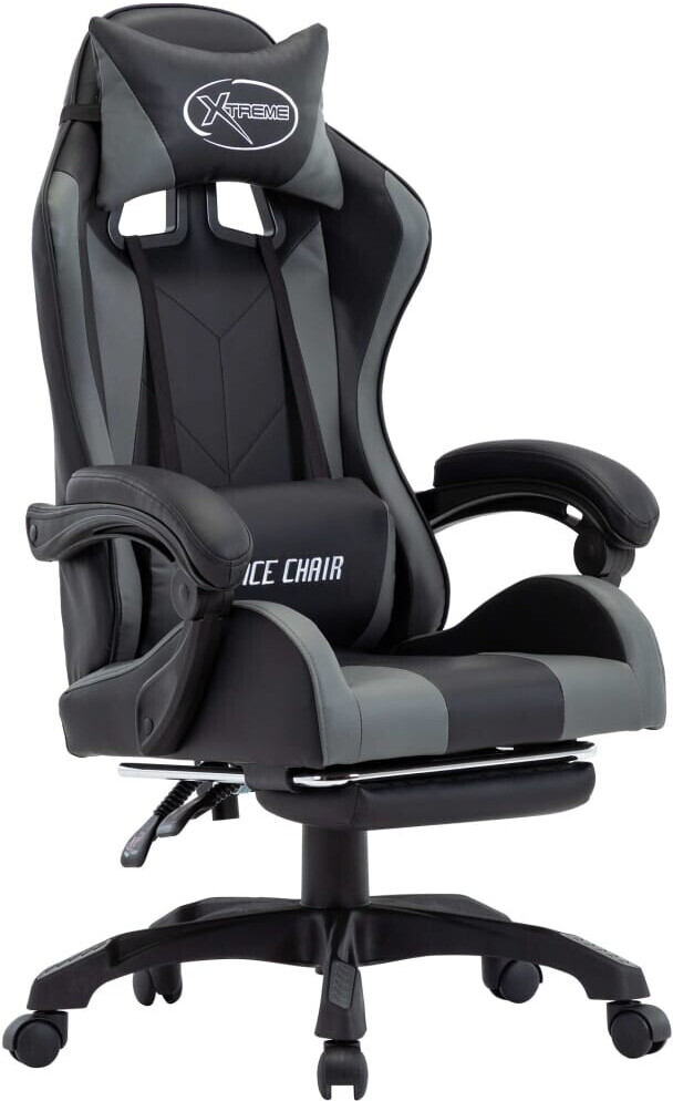 vidaXL Gaming Chair in Leatherette with Footrest Grey (287990)