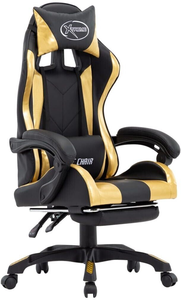 vidaXL Gaming Chair in Leatherette with Footrest Gold (287988)