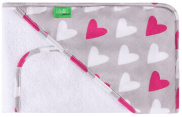 Lulando Hooded Towel with Washing Cloth Hearts white