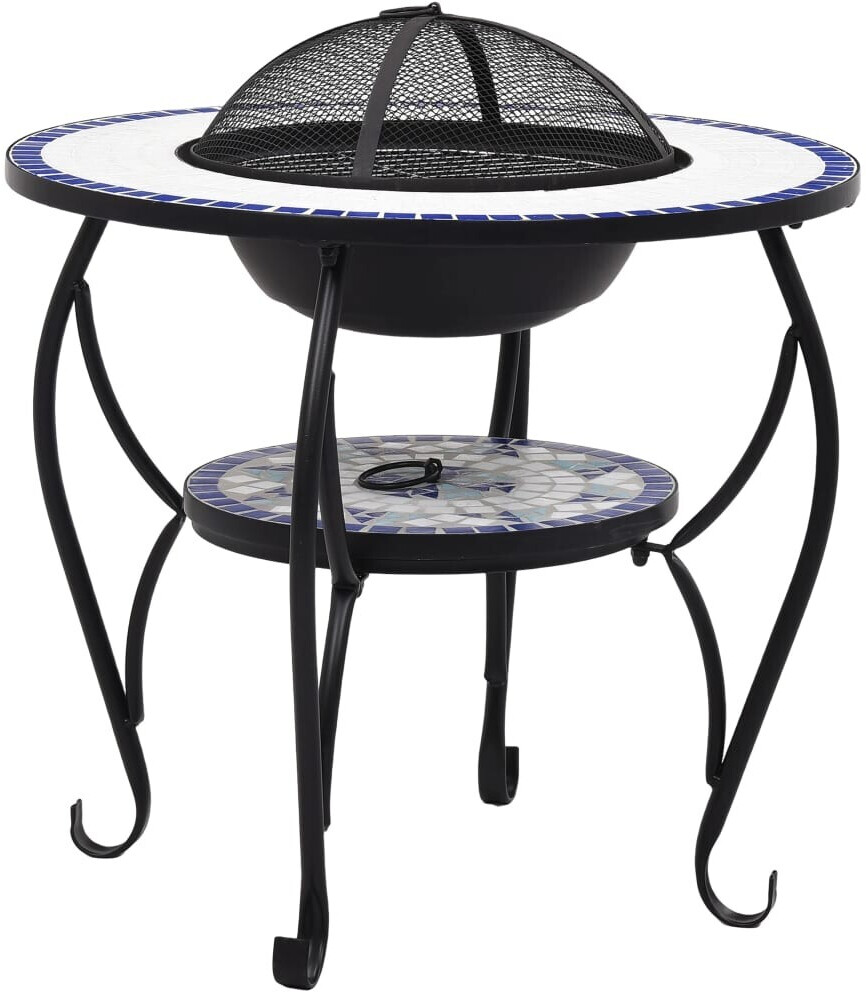 vidaXL Table de foyer mosaique bleue et blanche en céramique