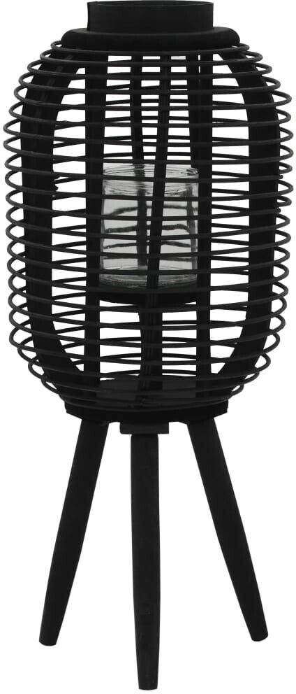 vidaXL Bougeoir sur pieds en bambou noir 37 cm