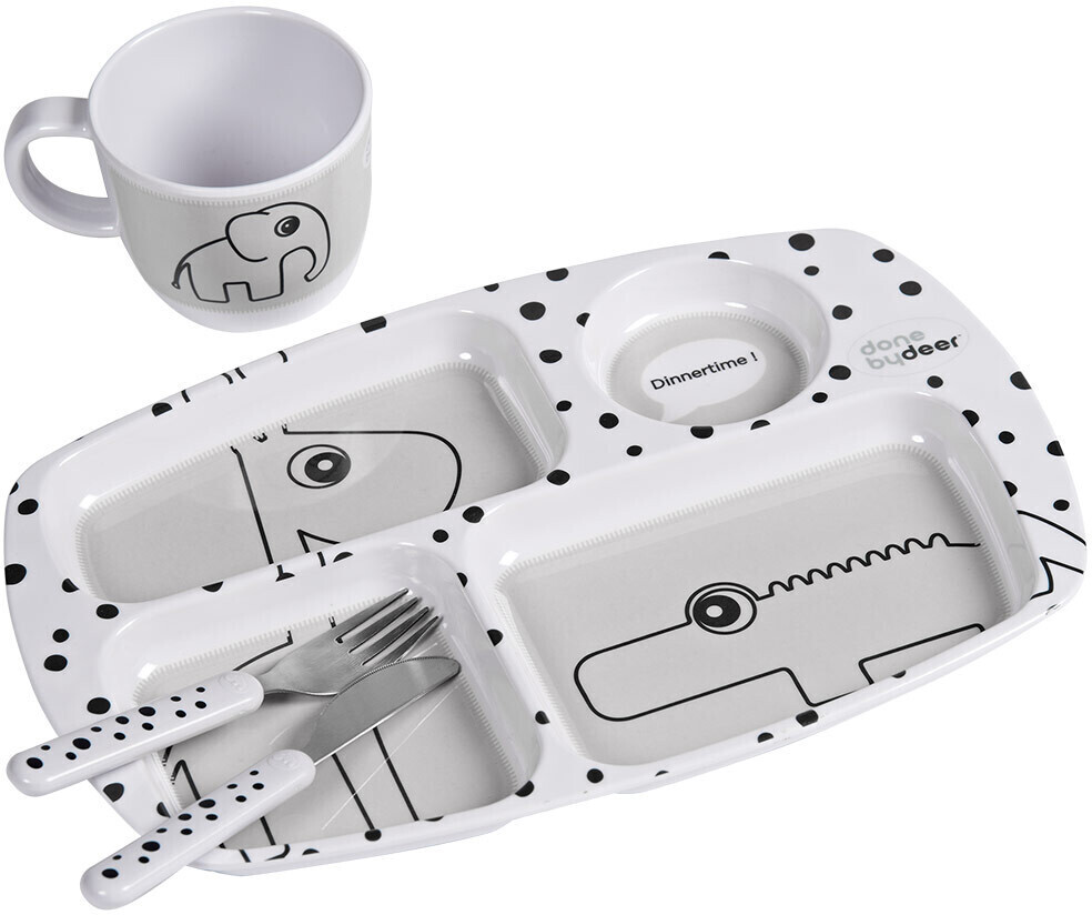 Done by Deer Tableware Set Happy dots grey from6. Month 4 pcs