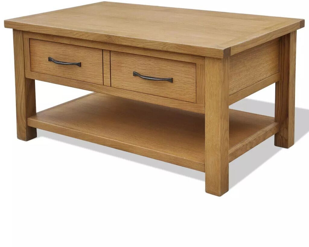 vidaXL Table basse en chêne massif 88 x 53 x 45 cm