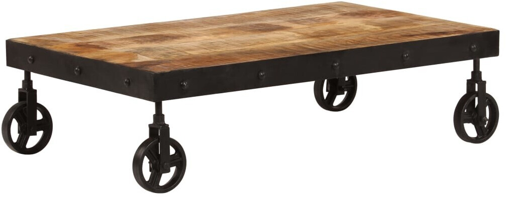 vidaXL Table basse en manguier massif avec roulettes