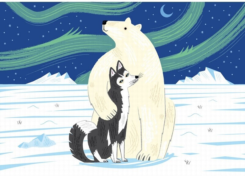 Puzzle Michèle Wilson L'Ours et le Husky (12 pièces)