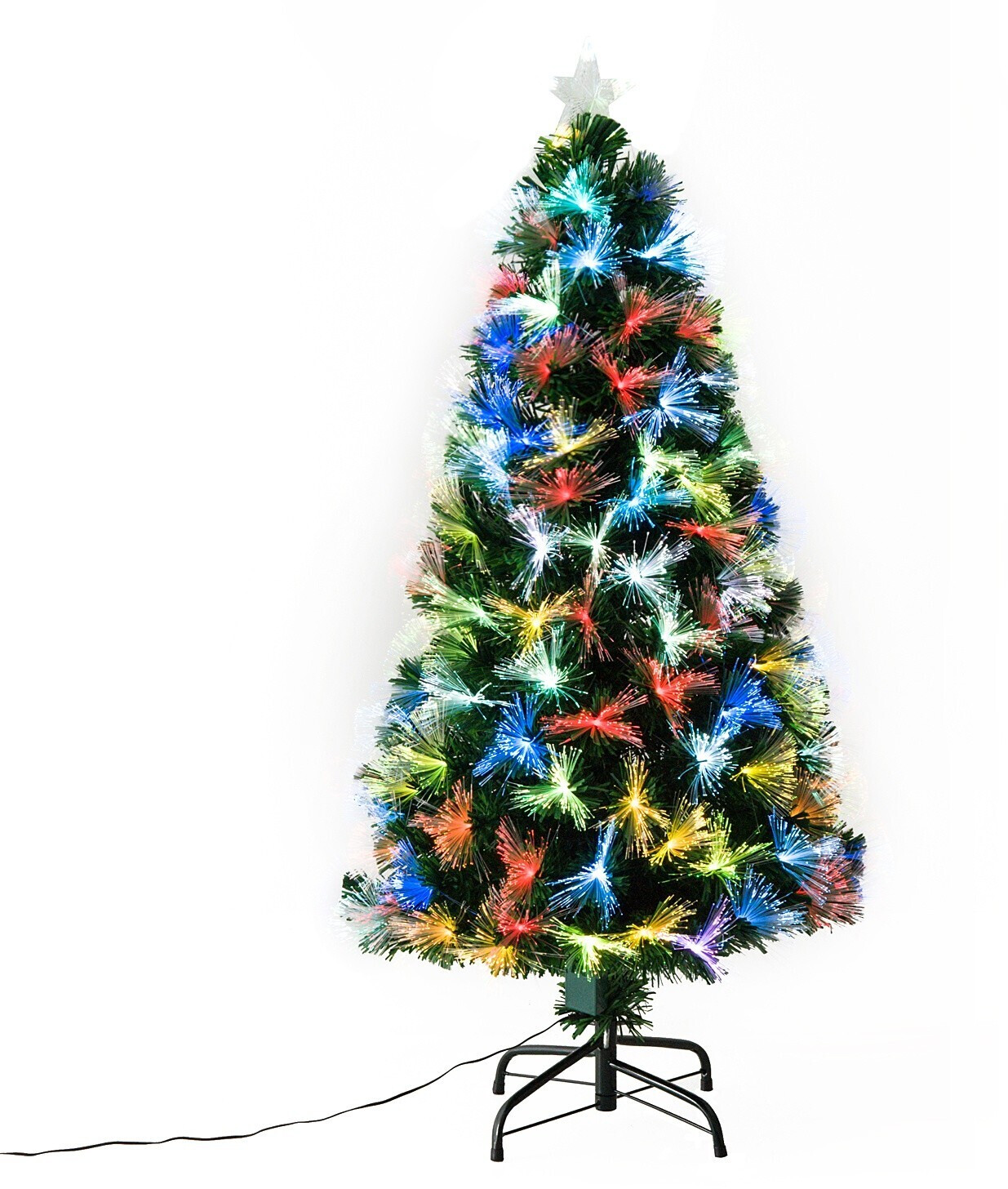 HomCom Sapin de Noël artificiel lumineux LED multicolore avec support pied