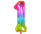 Folat Ballon Yummy Gummy Rainbow Ziffer/Zahl 1 86cm Mehrfarbig (63241)