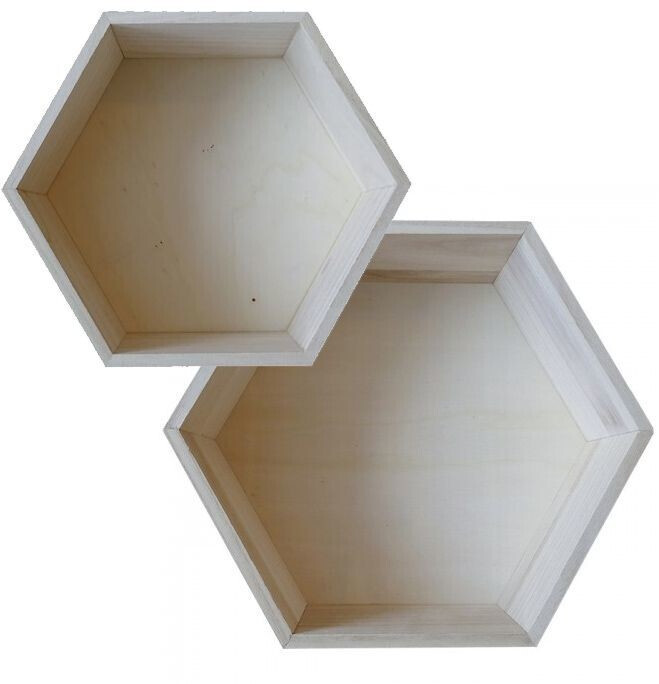 Artemio 2 étagères hexagonales en bois 27 x 23,5 cm et 30 x 26,5 cm