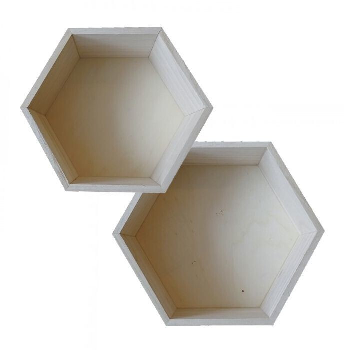 Artemio 2 étagères hexagonales en bois 24 x 21 cm et 27 x 23,5 cm