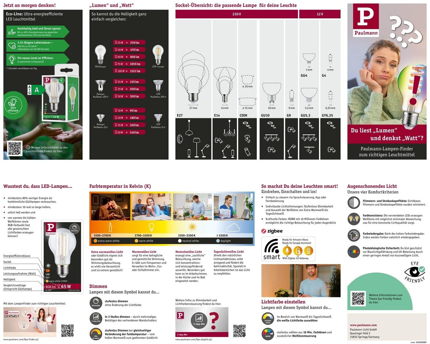 Paulmann 287.71 LED E27 Bulb 5W 470lm Warm White 2700K - Dimmable Classic Glass Lamp