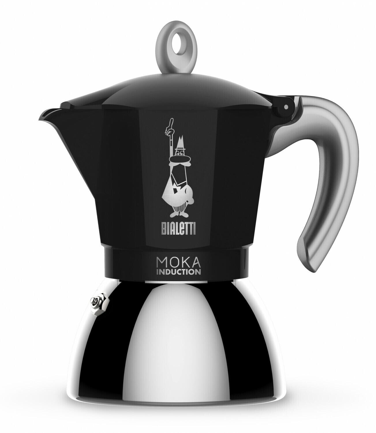 Bialetti - Moka Induction, Cafetière Moka, Convient à Tous Les Types de  Plaques de Cuisson, 6 Tasses d'Espresso (280 Ml), Noir