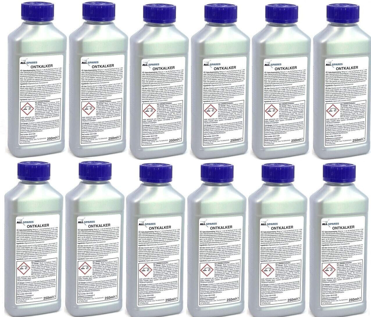 AllSpares Pack of 12 Philips / Saeco CA6700 / 99 universal liquid descaler for espresso machines / fully automatic coffee machines à 250 ml